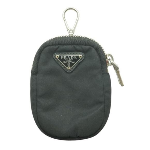 Prada Black Nylon Mini Pouch Snap Hook And Ring Zipper Closure, Made In Italy - Picture 1 of 3